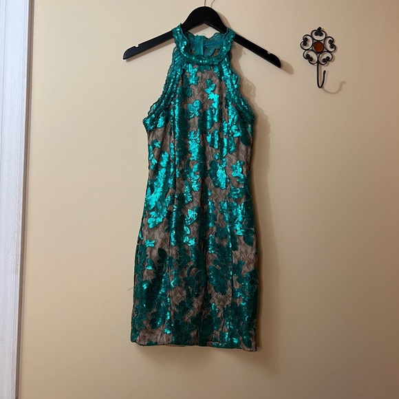 Sequin Green Cocktail Dress - Picture 2 of 16